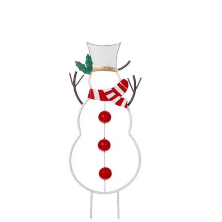 Metal Snowman Garden Container Stake - 26.5" for wholesale by Will's Company