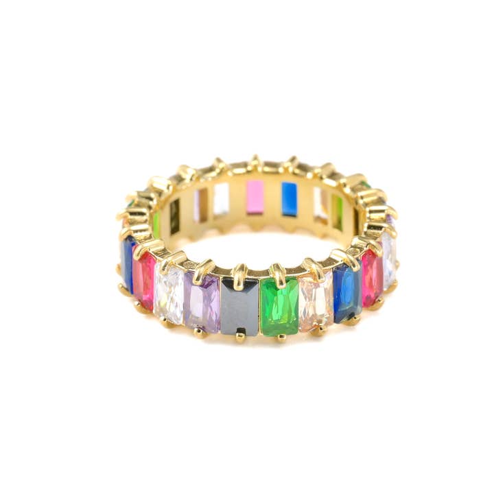 Blueyejewelry - Wholesale Multi-Stone Ring - Baguette Diamond Ring - Wide Baguette-cut CZ Ring 3