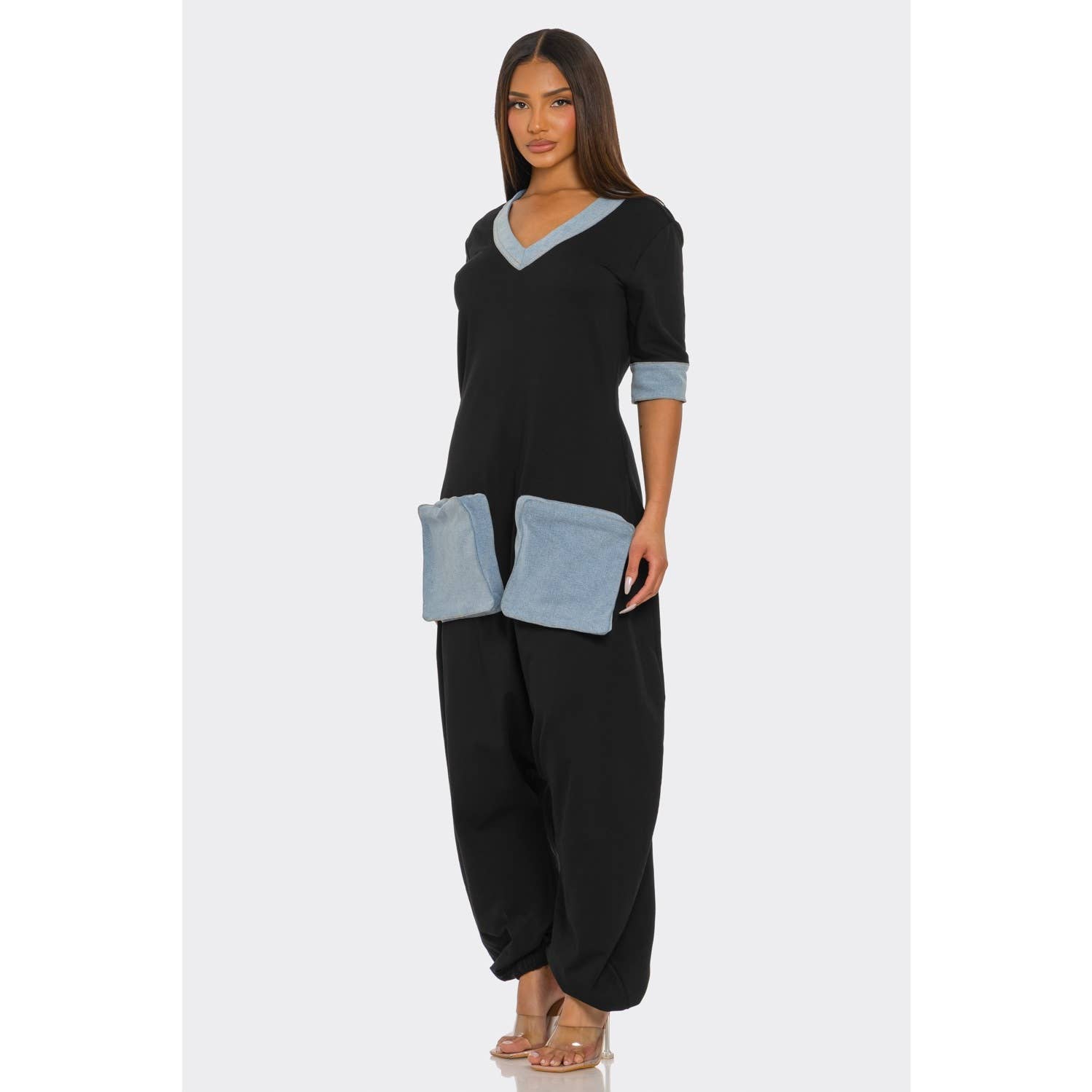 DORCAS – Engroshandel Jumpsuit - Dame – HALV PAKKE DENIM ACCENT JUMPSUIT6