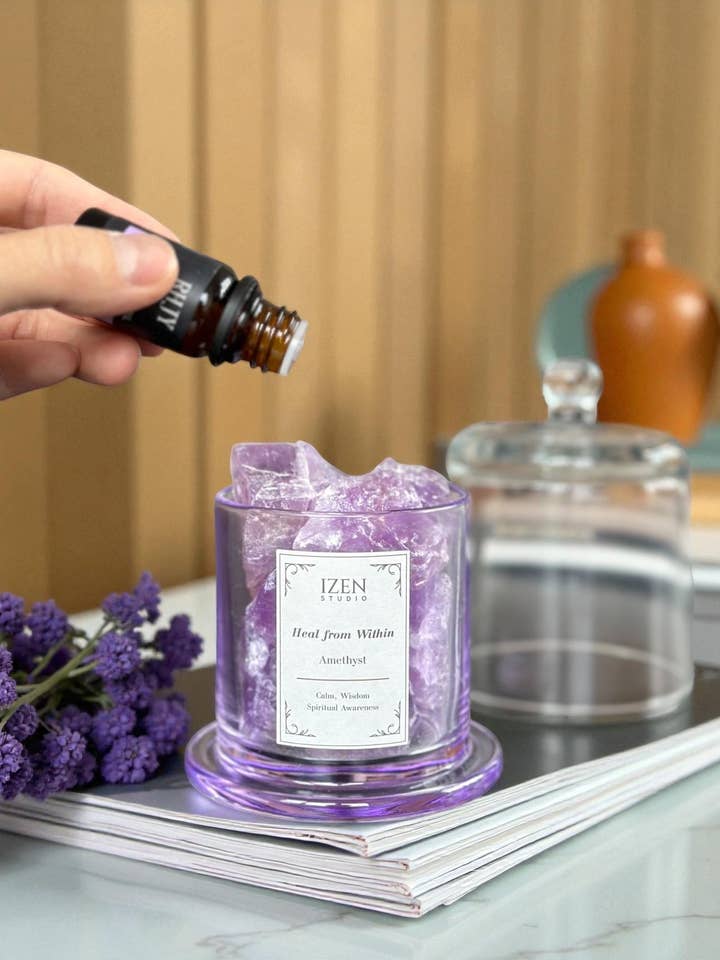 Ametyst Æterisk Olie Diffuser | Krystal Aromaterapi Gave for engroshandel hos IZEN STUDIO