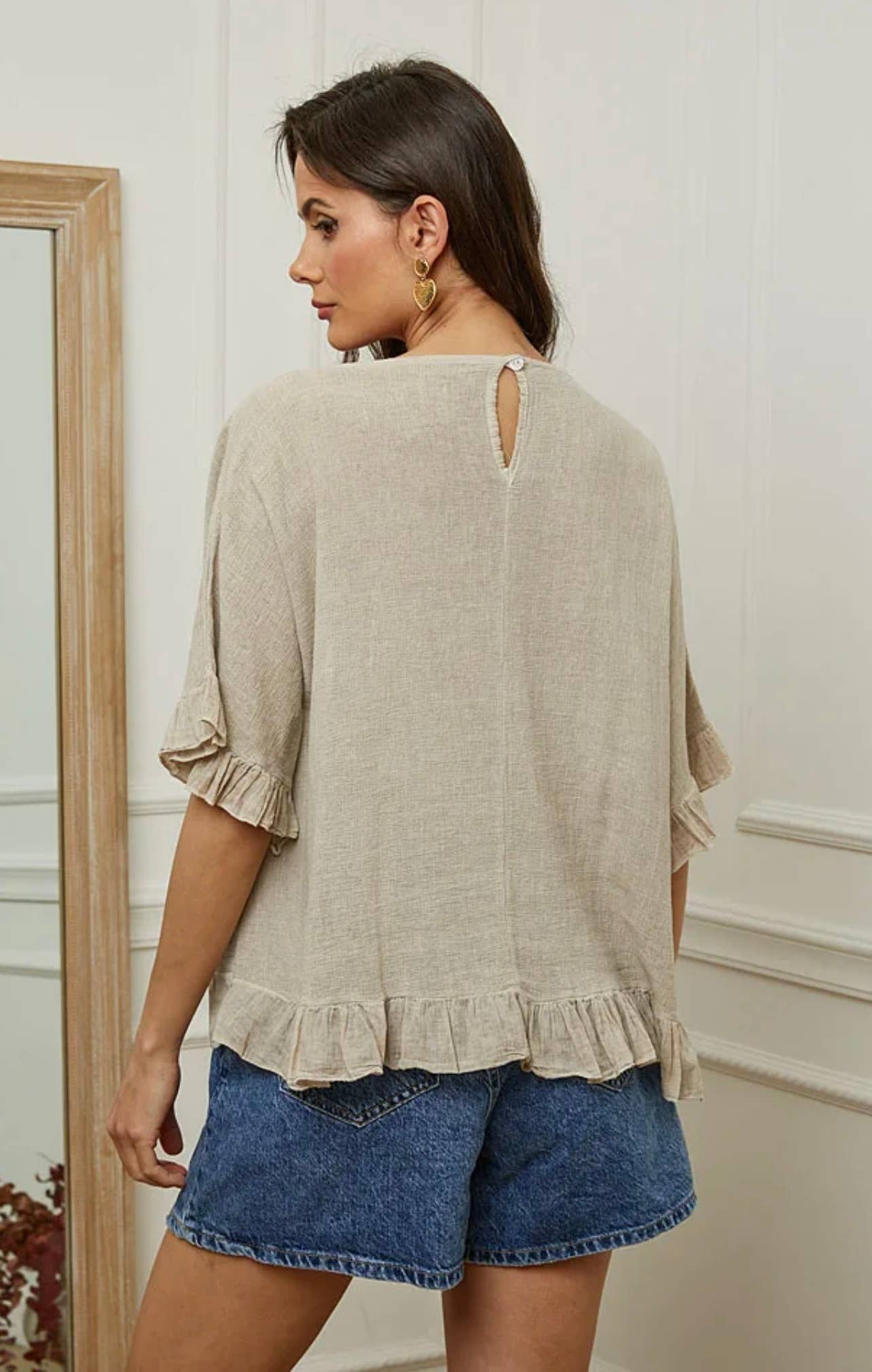 LÉA & LUC - Wholesale Blouse - Women's - Plain blouse in 50% Linen and 50% Cotton REF. 87479