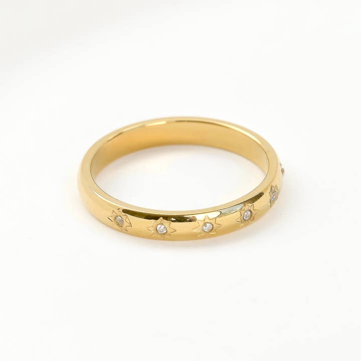 Blueyejewelry - Wholesale Band/stacked ring - Star Diamond Ring - Waterproof Colorful CZ Star Band 2