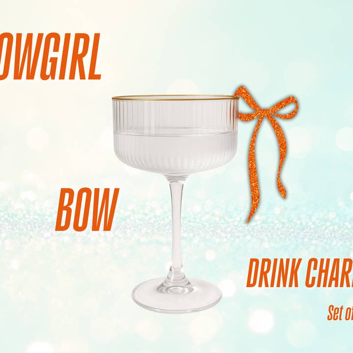 Showgirl Orange Glitter Drink Charms Set of 6 for wholesale by Kedziefest Parties