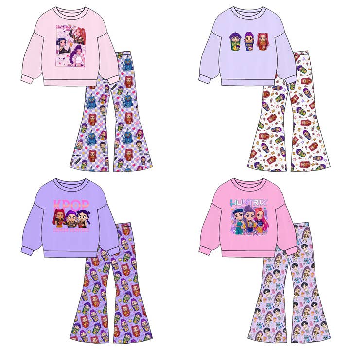 2025 Fall Kpop Demon Hunters Girls Top+Pant Outfit Set for wholesale by Auraquise