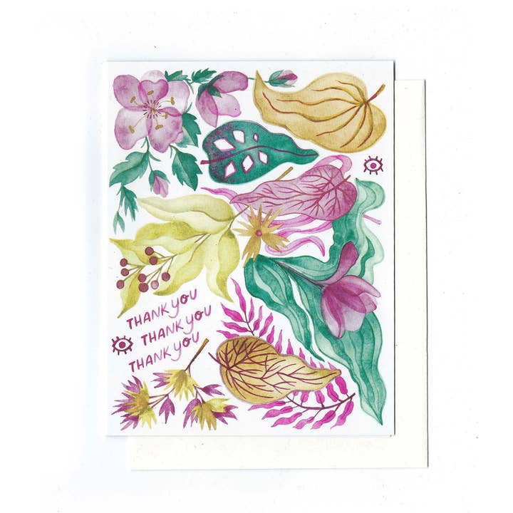 Katie Blanchard Art + Works - Wholesale Thank You Card - Thank You Thank You Thank You - Botanical Card