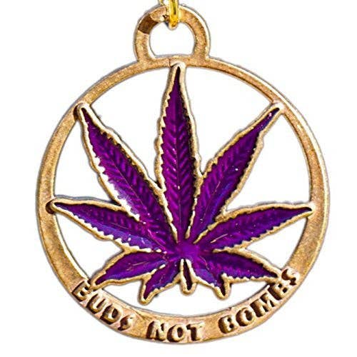 Buds Not Bombs Purple Haze Enamel Leaf Key Chain for wholesale by From War to Peace