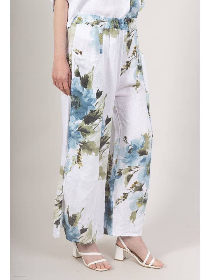 Shyloh - Wholesale Pants - Women's - Floral split linen trousers 20622
