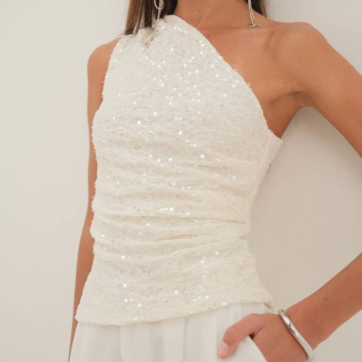 Textured asymmetrical top - TP2023 for wholesale by LUCCE