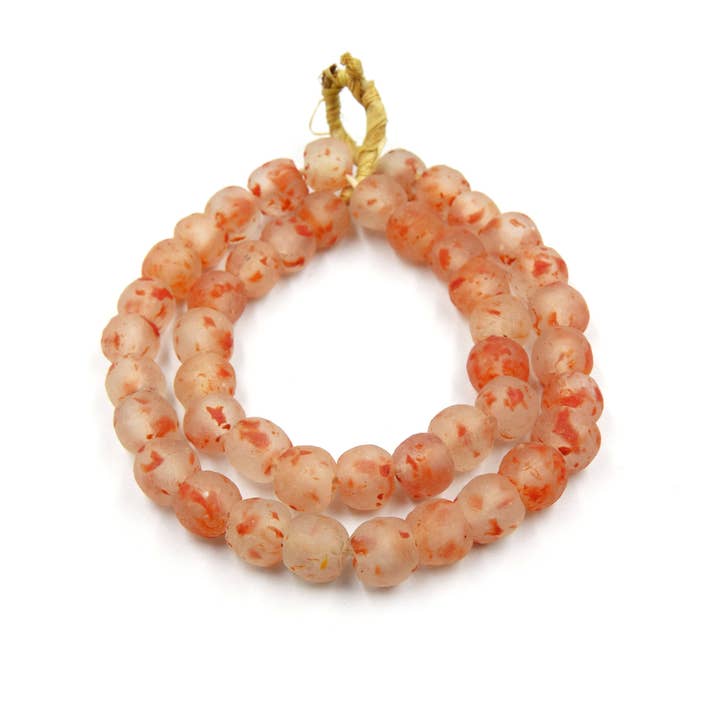 Decorative African Glass Beads | 14mm Recycled African Glass Round Rondelle Beads - Sold by Approx. 22" Strand (~40 Beads) for wholesale by Only Beads