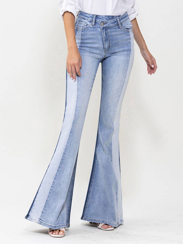 GLADDEN HIGH RISE COLOR BLOCK SUPER FLARE JEANS T5740A for wholesale on Faire2