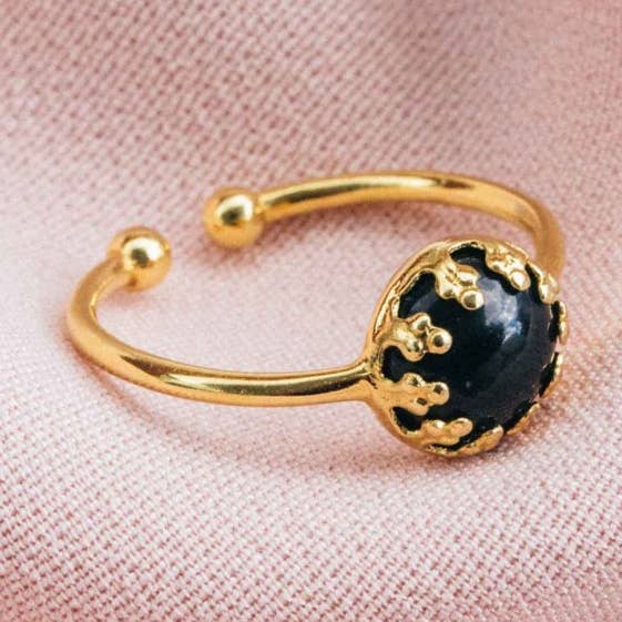 Ringe Preciosa schwarzer Horn verstellbarer Ring für den Großhandel von Olivolga Bijoux