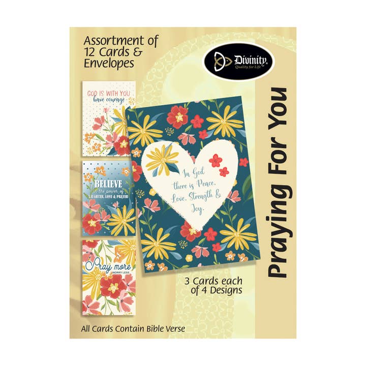 Divinity Boutique - Wholesale Stationery/Notecard Set - Boxed Greeting Cards: 12CT Praying for You Multi Floral
