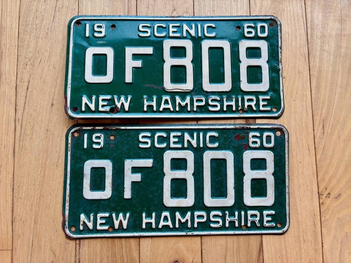 Par de matrículas de New Hampshire de 1960 por atacado de RusticPlates