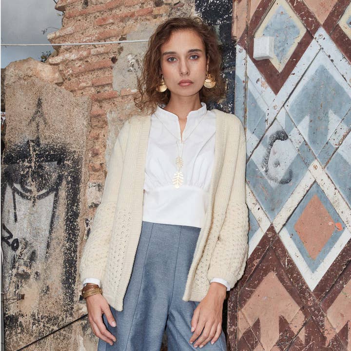 HUASCARAN ecru long sleeve jacket for wholesale by Miu Sutin