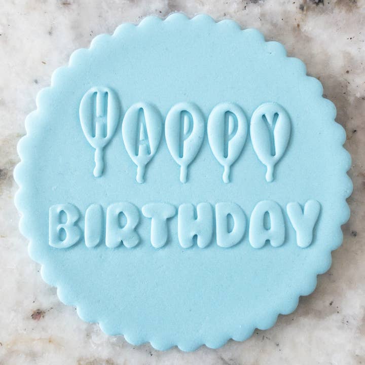 Happy Birthday Balloons Biscuit Cookie POPup Embosser Stamp for wholesale by Cut Bake Stamp