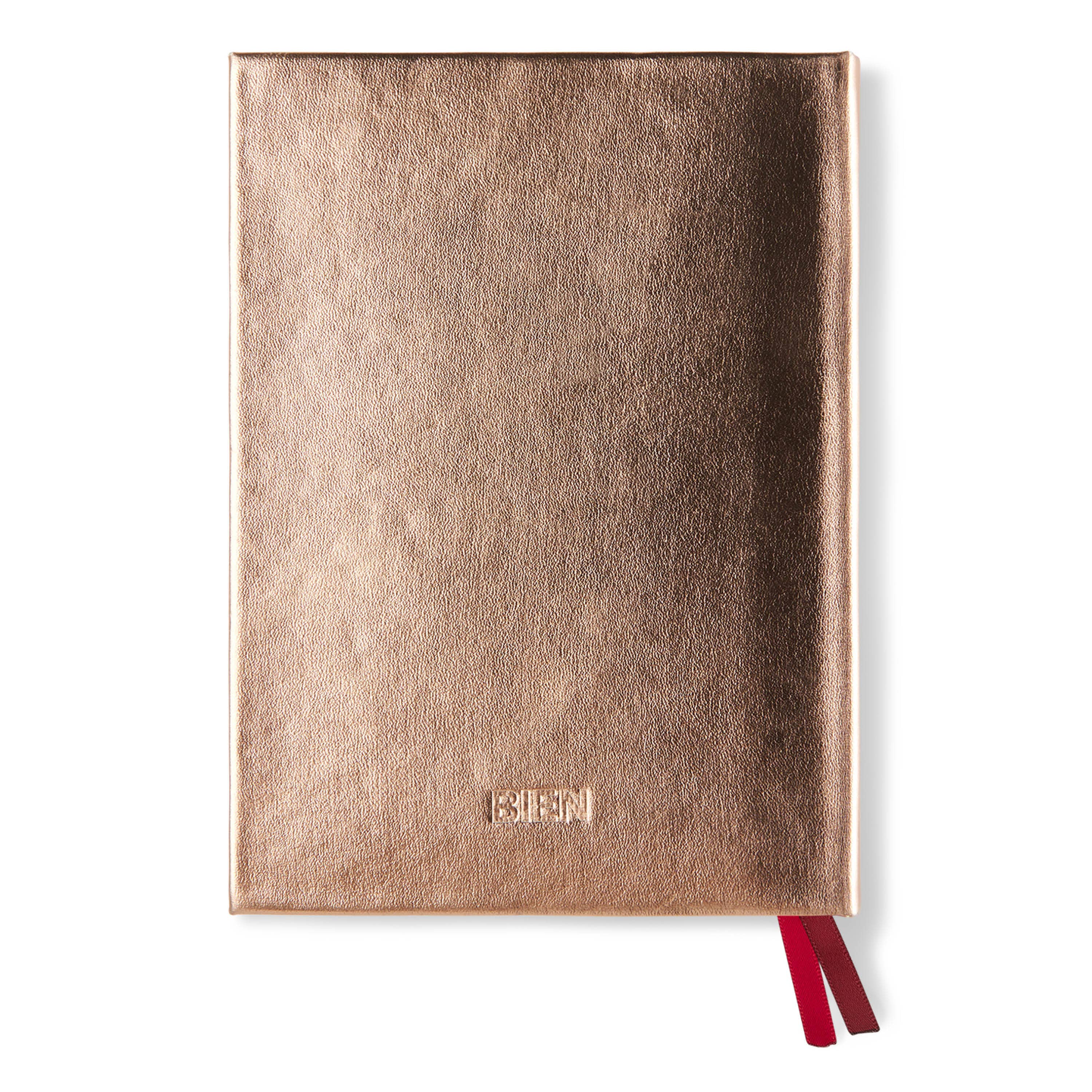 BIEN moves – Engroshandel Notesbog – Notesbog i syntetisk læder med broderet tulipan – metallic rosa guld1