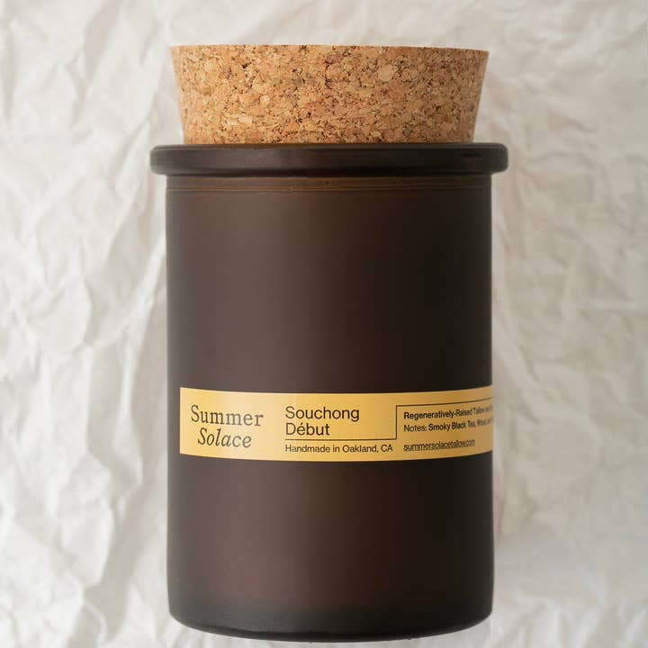 SUMMER SOLACE- Regenerative Tallow Beauty - Vendita all'ingrosso Candela in vasetto - Souchong Debut – Candela di sego al tè nero e vetiver, 6 oz4