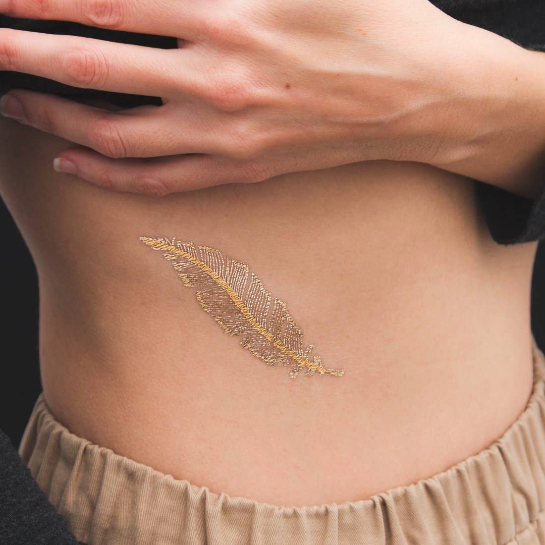 Tattoonie – wholesale Tillfällig tatuering – Befoather guld tatuering (förpackning med 2)