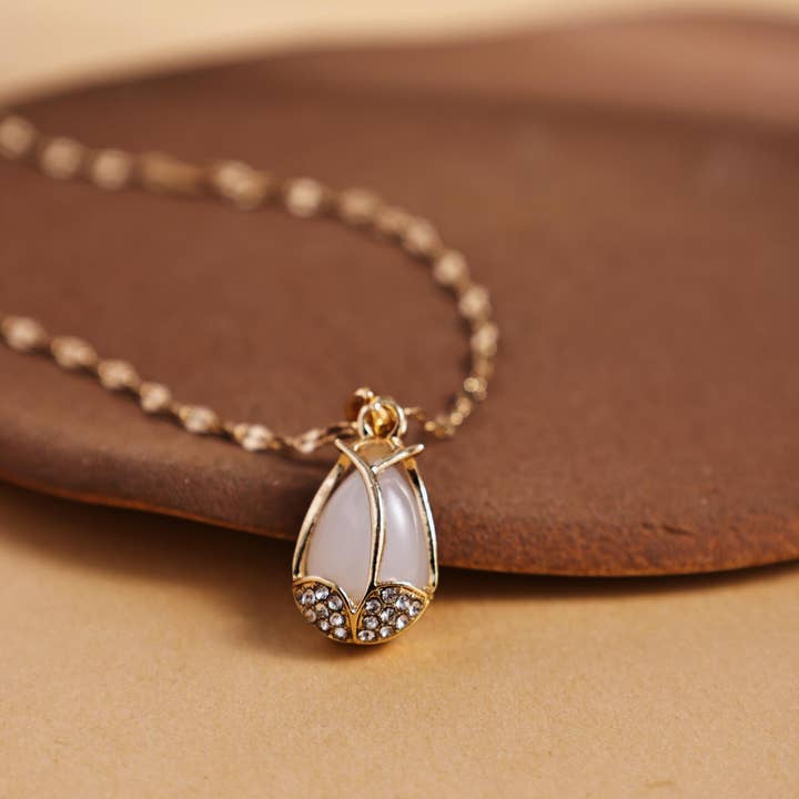 Katinki - Wholesale Pendant/charm necklace - White Gem Teardrop Pendant Necklace2