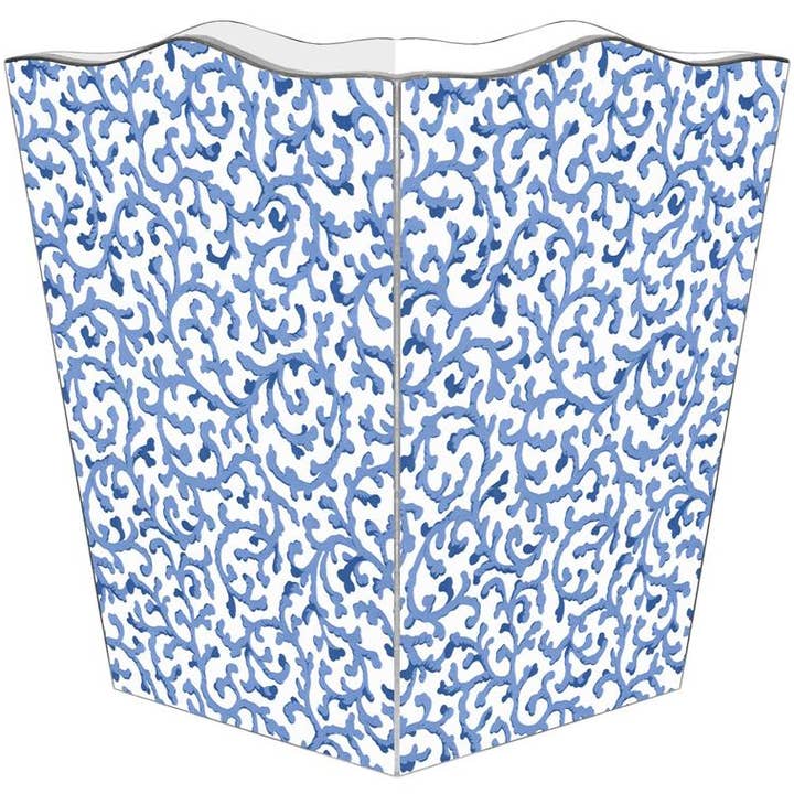 Corbeille à papier Waverly Scroll bleue WB37-Blue pour la vente par Marye-Kelley
