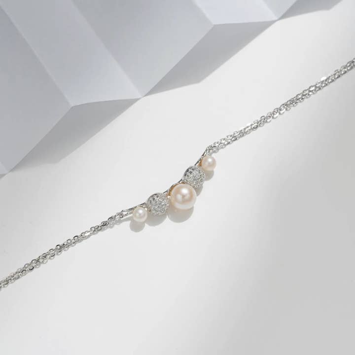 Eternal Pearl Bracelet – Sterling Silver with Round Freshwater Pearls for wholesale by Silver Sara
