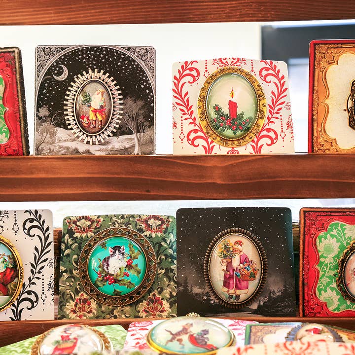 Asunder Bazaar - Wholesale Brooch - 20pc Vintage Christmas Brooches on Cards 9