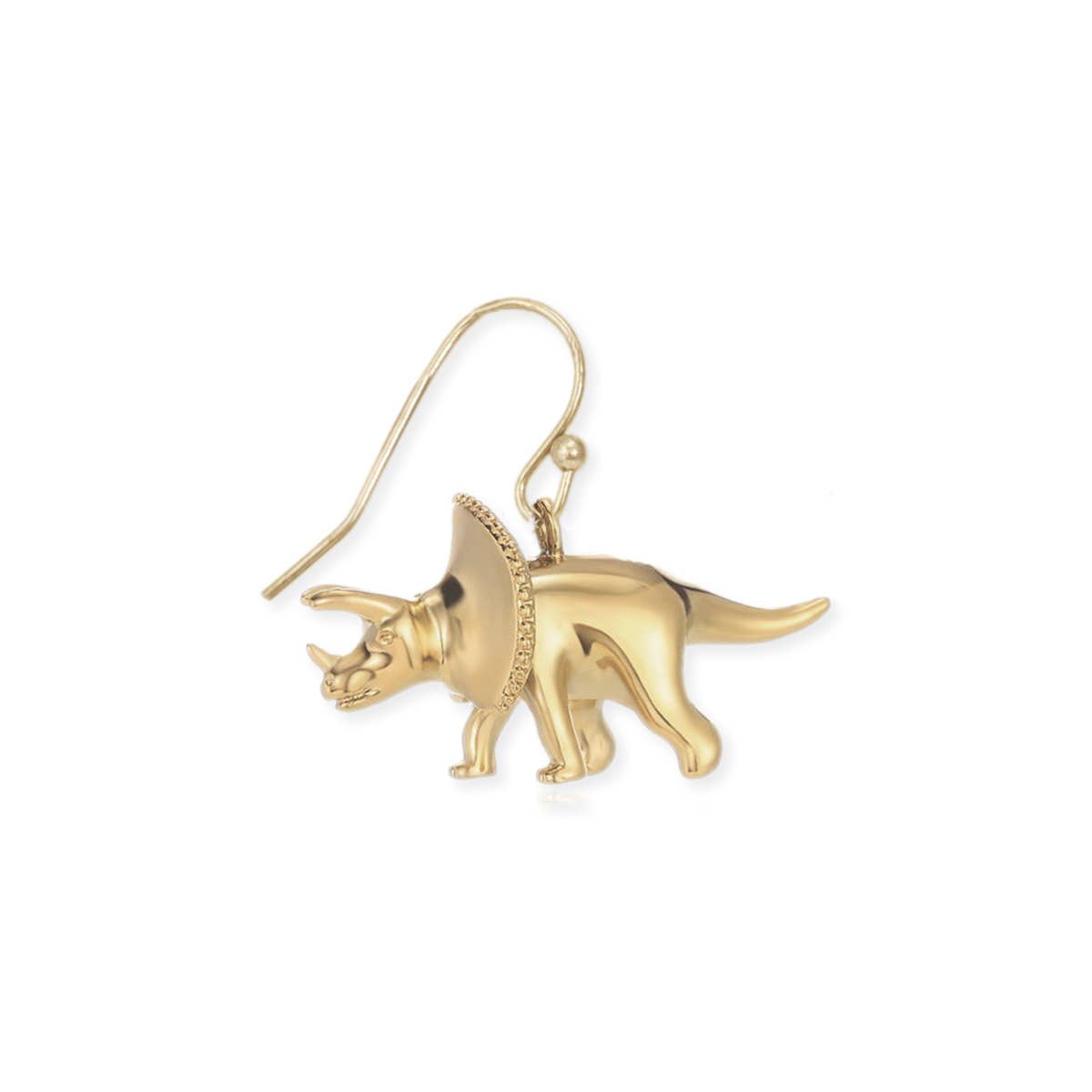 ZAD - Wholesale Dangle Earrings - Prehistoric Times Gold Triceratops Earrings2