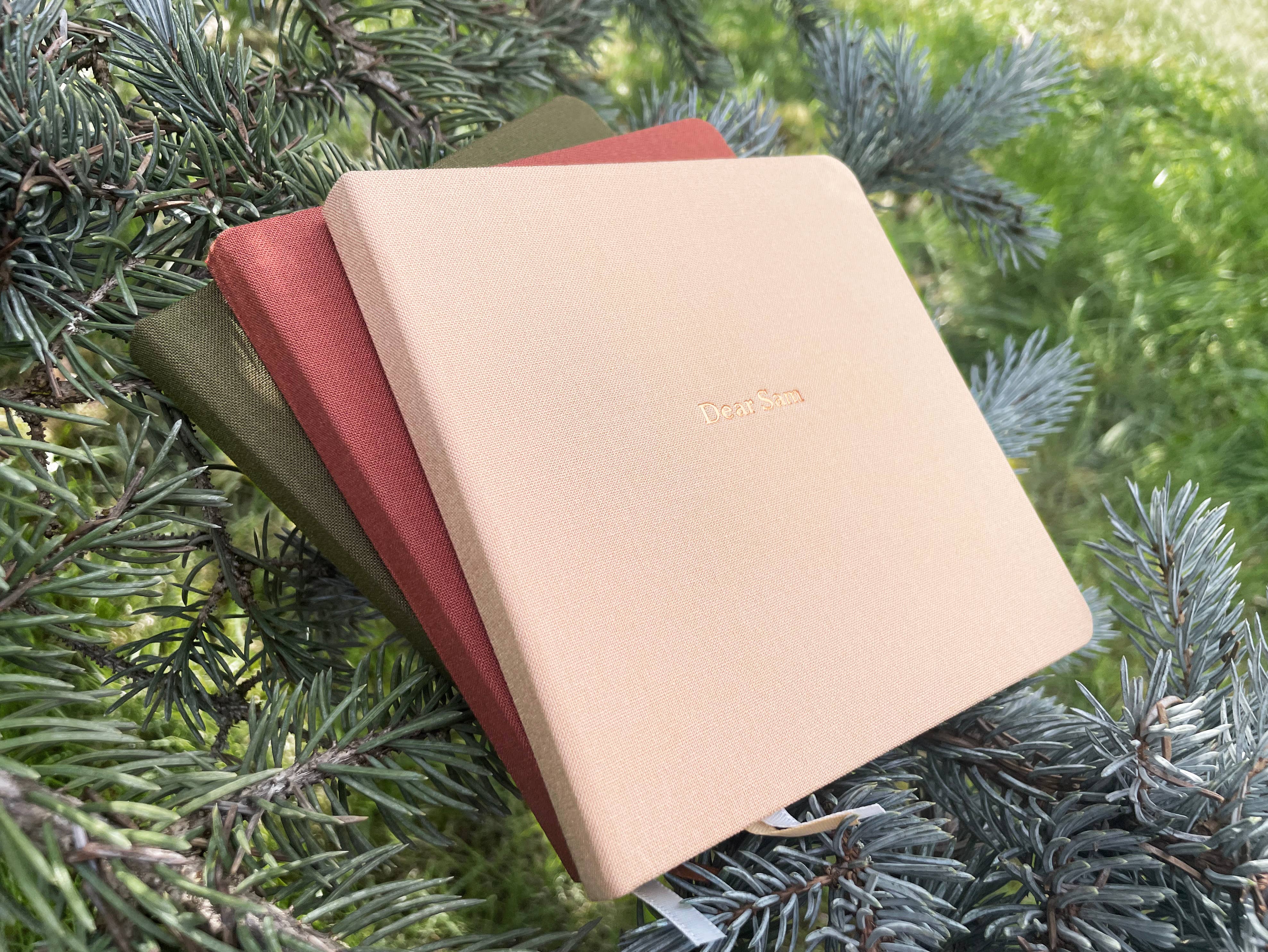 Studio Portmanteau - Wholesale Notebook - Custom Text Foil Embossed Square Linen Notebook, Earth Tones12