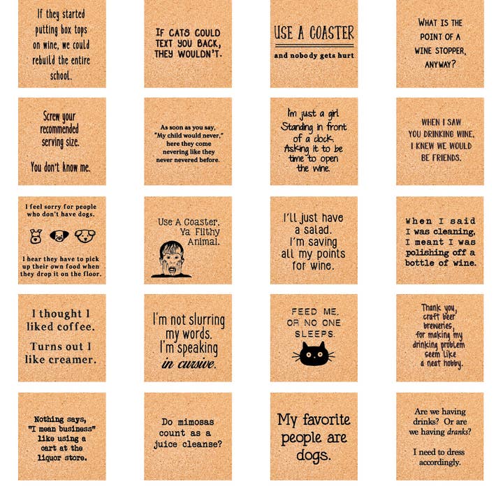 Sottobicchieri divertenti | miglior venditore preconfezionato | 80 pezzi preconfezionati per la vendita all'ingrosso da parte di ellembee gift