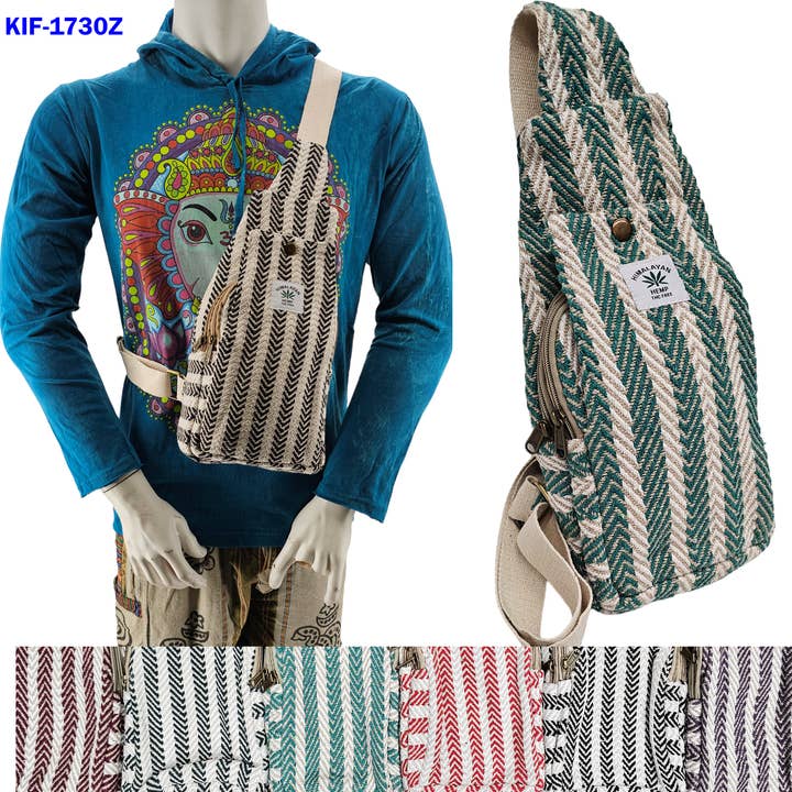 Sacs bandoulière mini en coton chanvre KIF-1730Z pour la vente par Kala Imports LLC