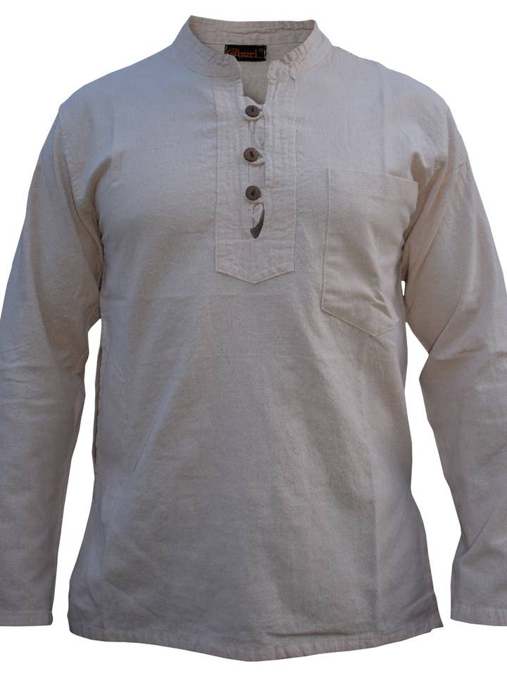 Camisa de Algodão Pooja com Gola de Banda sem Gola Topo Avô por atacado de Gheri