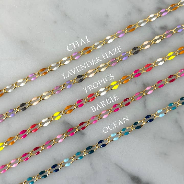 LOVESTONES Jewelry - Wholesale Link & Chain Bracelet - VIBES Colored Enamel Gold Link Bracelet 2