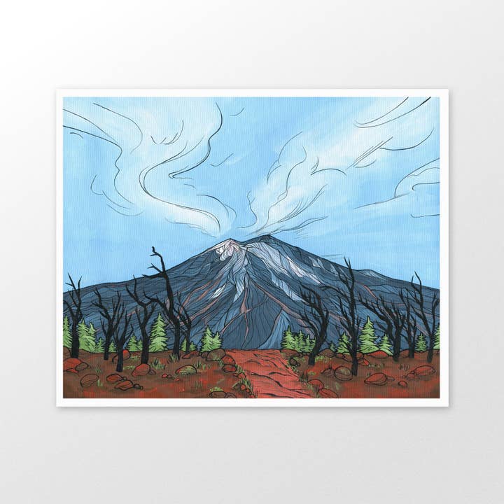 Impression artistique du mont Bachelor en été pour la vente par Michele Michael Art