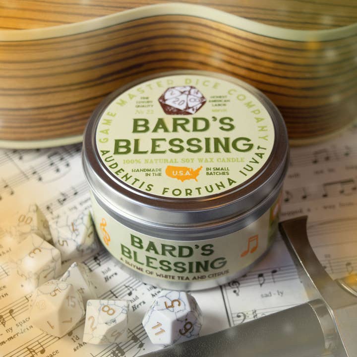 Game Master Dice - Wholesale Travel Candles - Bard's Blessing Gaming Candle
