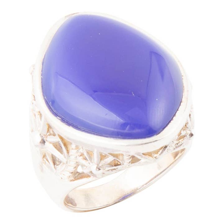 Bague en agate bleue Regatta et argent sterling pour la vente par Barse Jewelry
