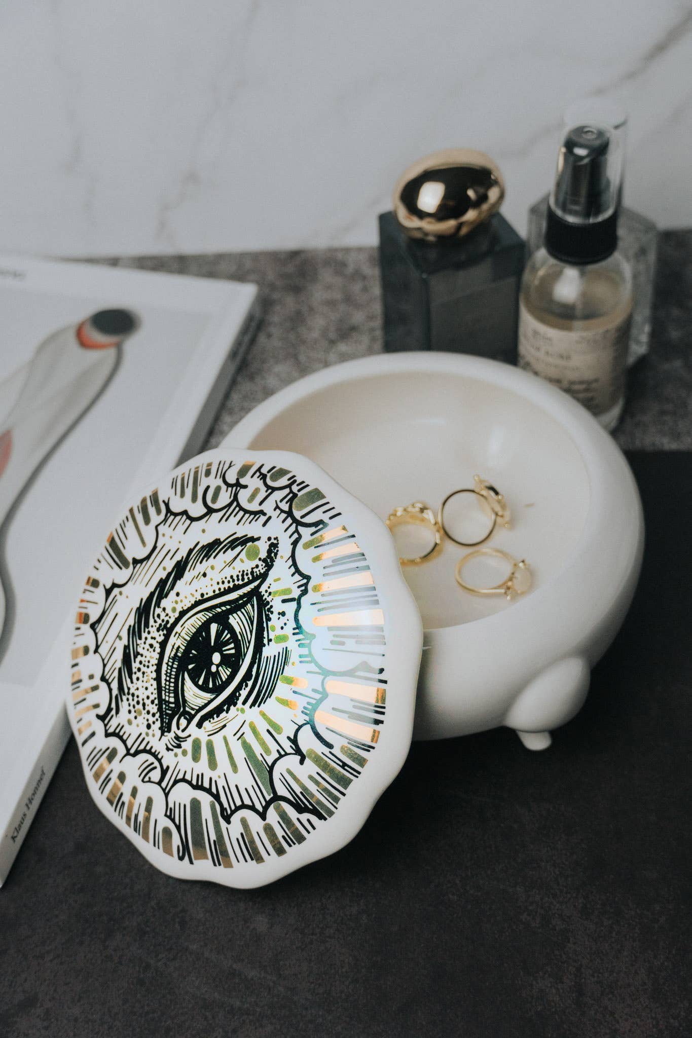 Spitfire Girl - Vendita all'ingrosso Portagioie/organizer per gioielli - Scatola in ceramica "Mystic Eye" rotonda6