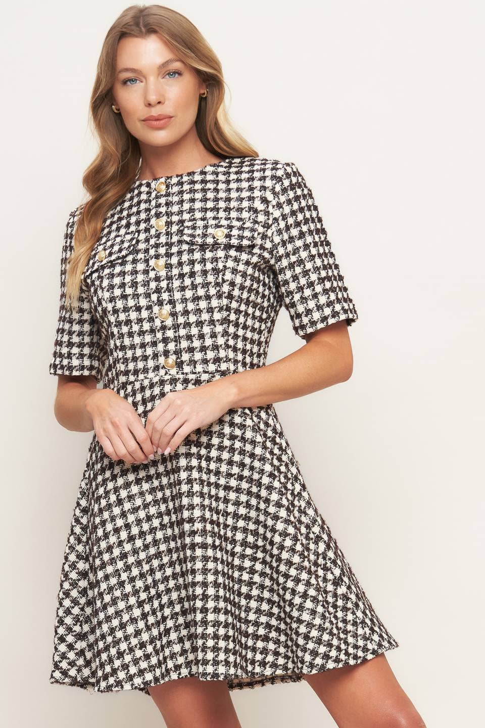 IVORY BROWN A tweed mini dress - ID21641-T for wholesale on Faire1