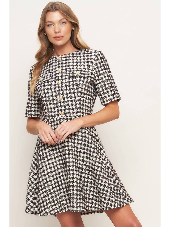 IVORY BROWN A tweed mini dress - ID21641-T for wholesale on Faire1