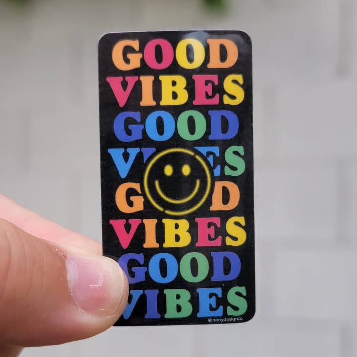 Gestanzter Neon Good Vibes Sticker für den Großhandel von Nony Design Company
