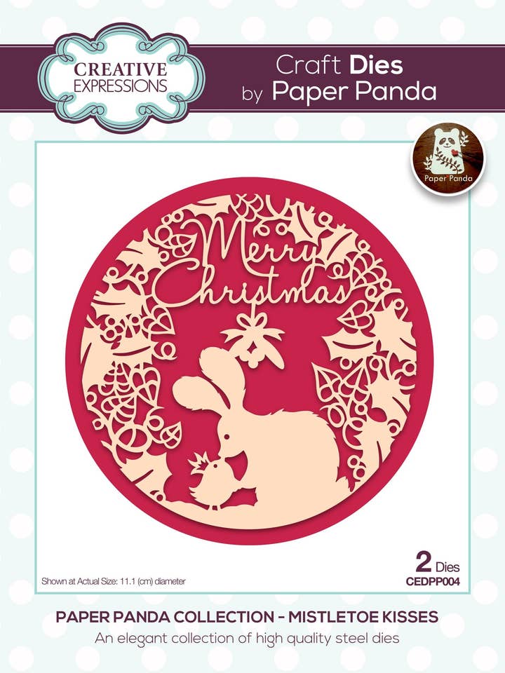 Paper Panda Merry Christmas Craft Die for wholesale by Ecstasy Crafts Distributing