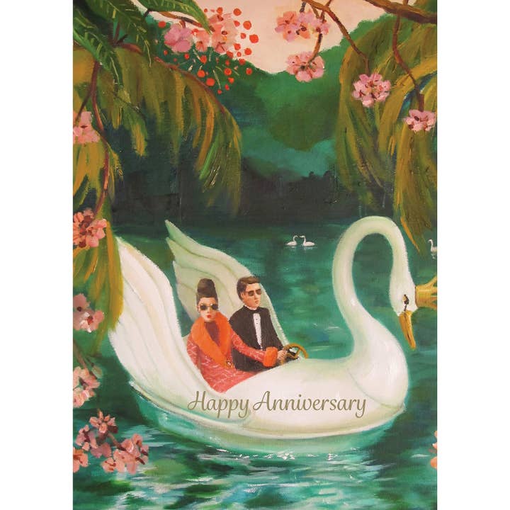 Carte anniversaire Swan pour la vente par Hester & Cook - Stationery