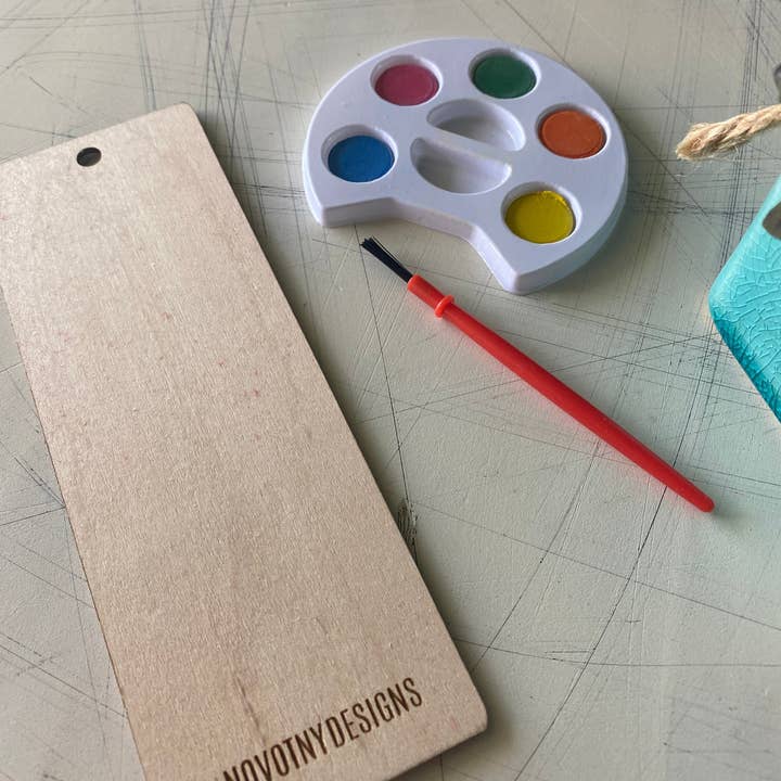 Novotny Designs - Wholesale DIY Craft Kit - Thank you for helping me grow bookmark craft kit with wood bookmark + watercolors