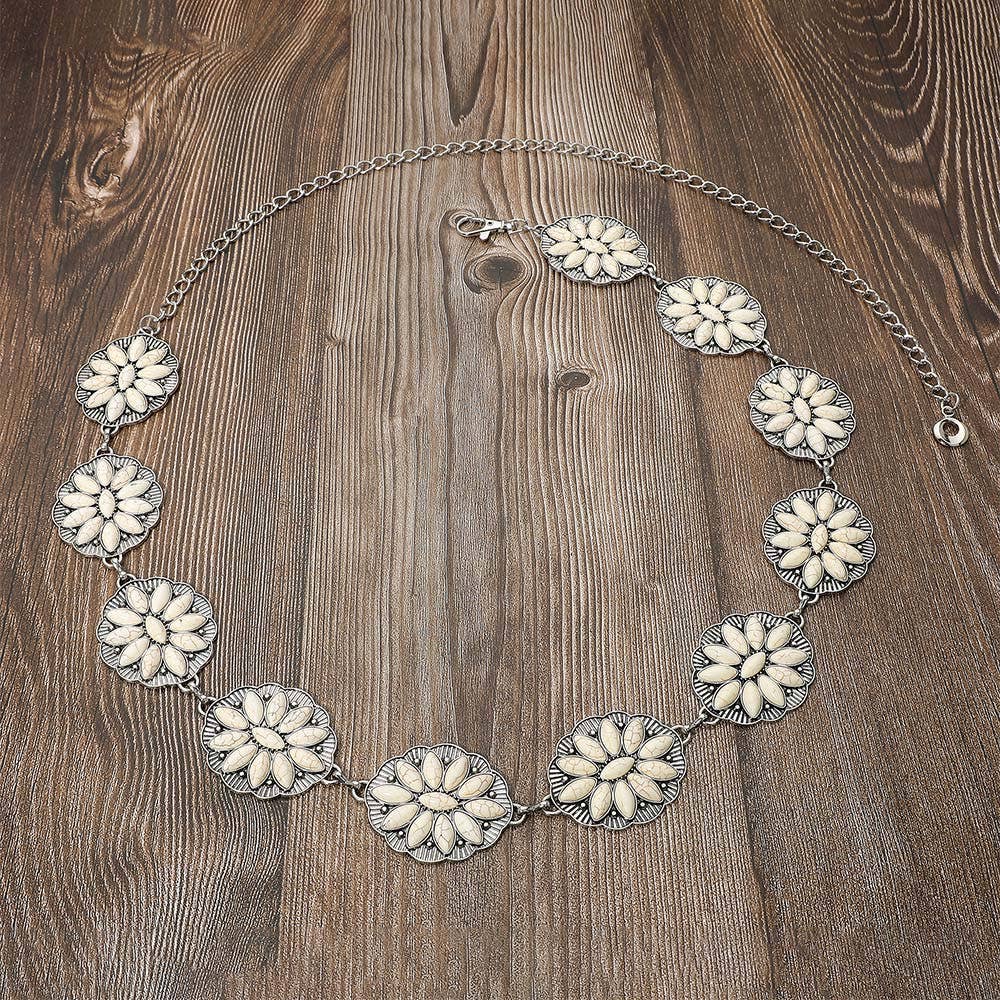 Sensibling Corp. - Wholesale Belt - Women's - Boho Vintage Western Turquoise Stone Concho Chain Belt5