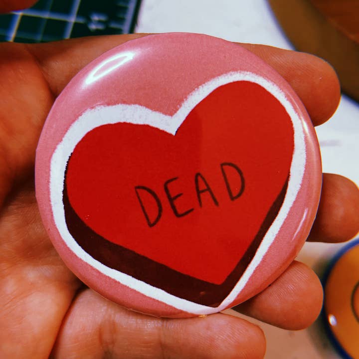 Dead Heart 2.25" Pinback Button for wholesale by Cat Rocketship