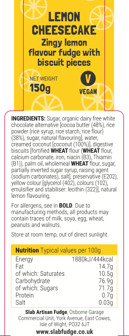 Slab Artisan Fudge - Wholesale Fudge - Lemon Cheesecake Fudge Slab - Vegan3