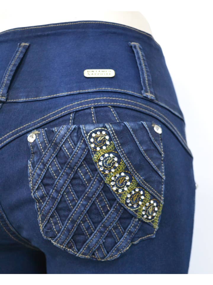 Blue USC-F022 Sexy Roxie Foxy Butt Lifter Levante Cola Jeans for wholesale on Faire1