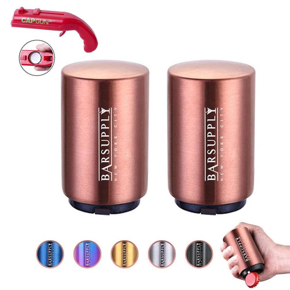 Infinite Basics - Wholesale Bottle/Wine Opener - 2-Pack BARSUPPLY Push Down Automatic Magnetic Beer Bottle Opener + BONUS Cap Gun2