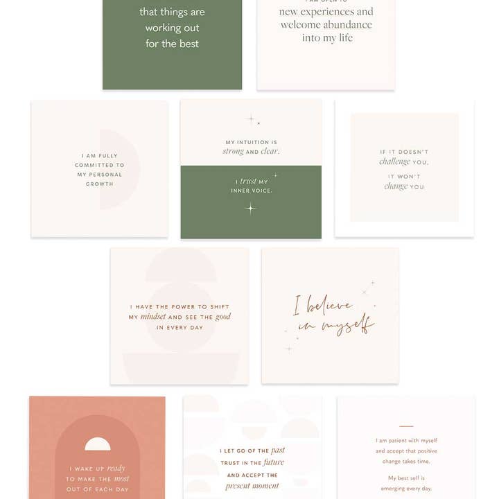 AIM Studio Co – wholesale Stationery/notecard set – 'I am' Affirmation Card Bundle with Wooden Holder