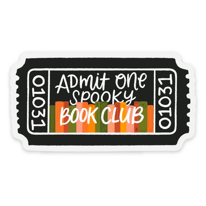 Entrada Clara Club de Libros Espeluznantes Pegatina 2.8x1.5in | Otoño para venta al por mayor de Elyse Breanne Design