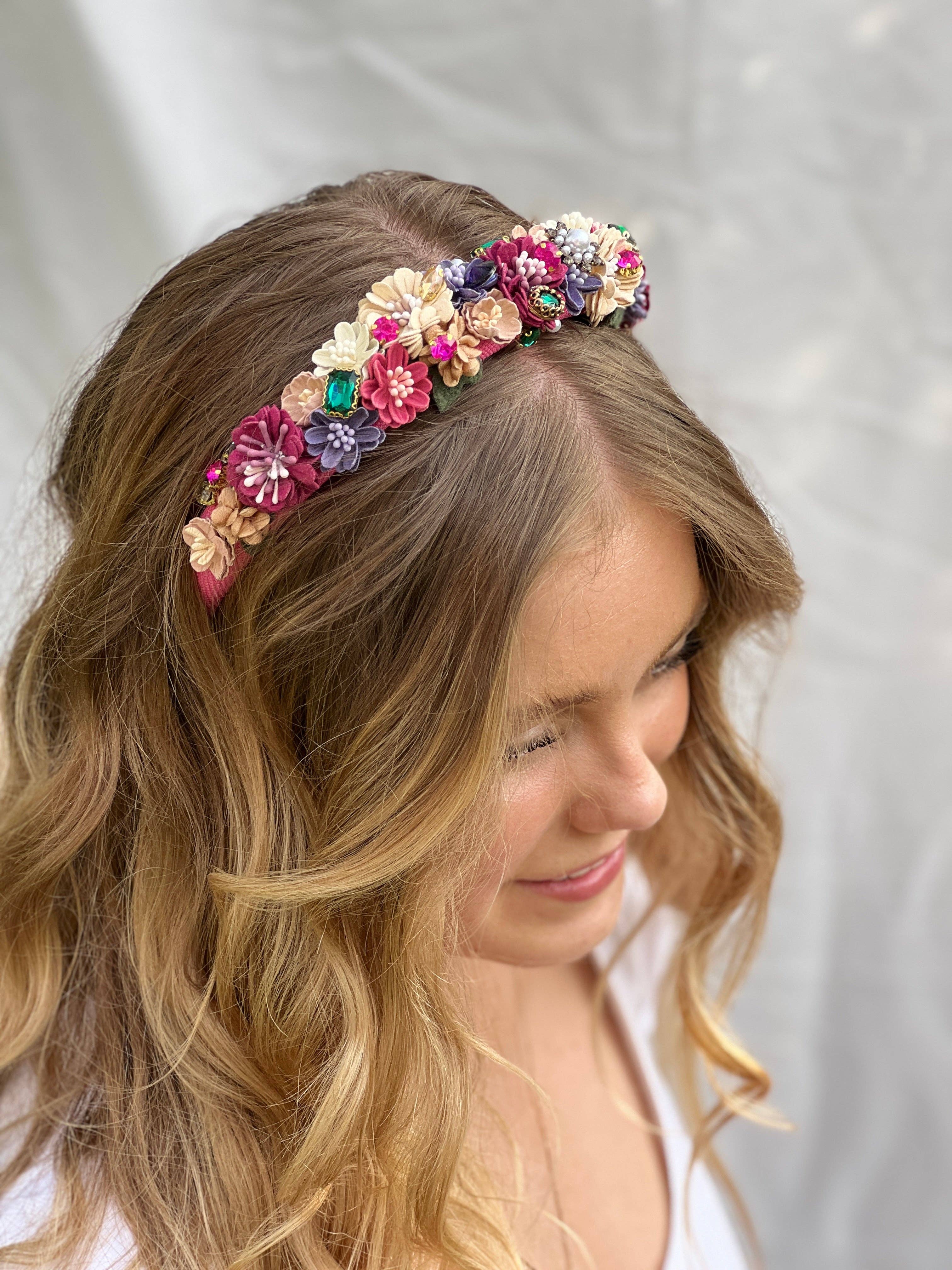 by Vivi. - Vente Bandeau – femme - Serre-tête fleurs rose1